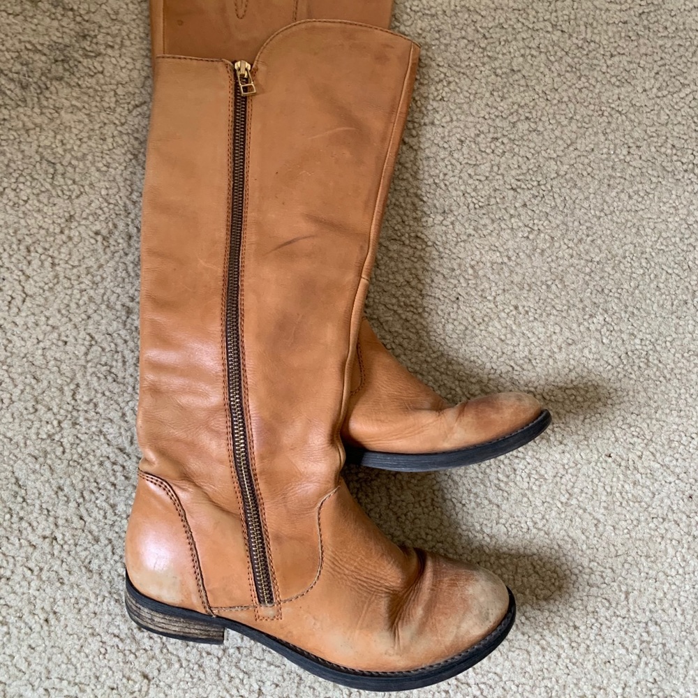 Steve Madden Brown Faux Leather Zip Boots